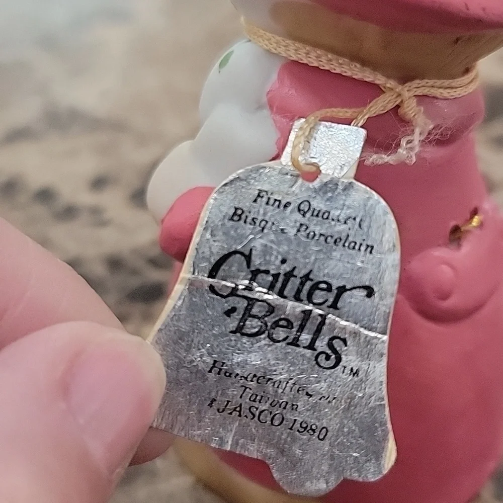 ✨️ NWT Vintage Jasco Critter Bell Bisque Porcelain Lady Cat  Christmas Decor AH